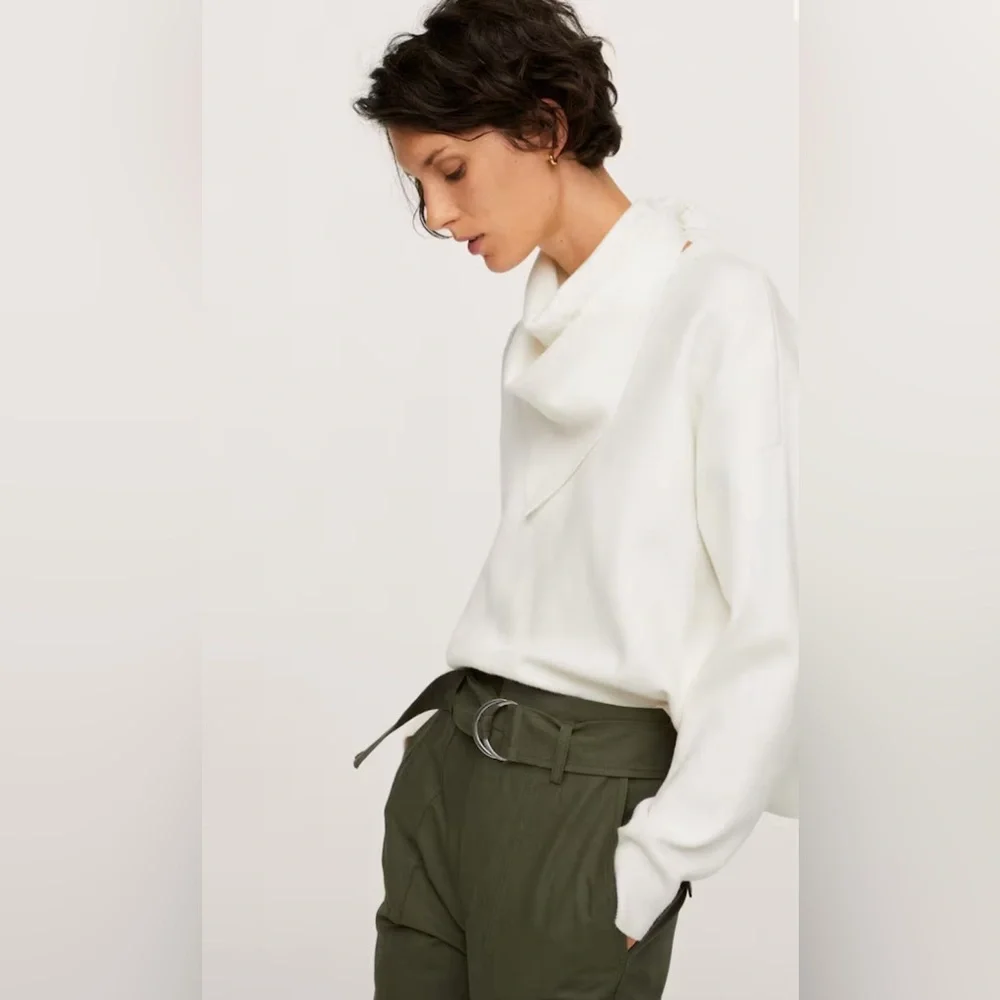 NWT Mango Belt high-waist trousers Sz. EUR 38 US 6 - Picture 7 of 10